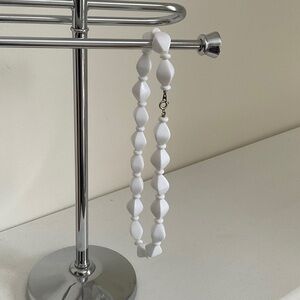 Vintage 1980s White Bead Necklace (Choker) - Women Jewelry